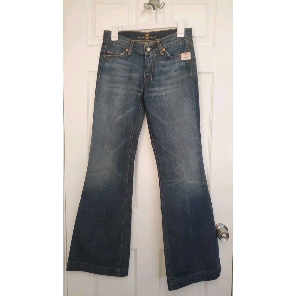 NOS 7 for all Mankind Dojo Women’s Jeans Dark Wash 27 Flare Leg Made USA 29x33